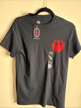 Black Short-Sleeve Tee with Red Phoenix Emblem